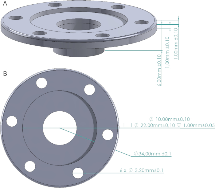 Flange diagram with measurements, engineering specifications, technical drawing, precision design.