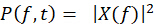 Power spectral density equation, P(f,t)=|X(f)|^2, for signal analysis in time-frequency domain.