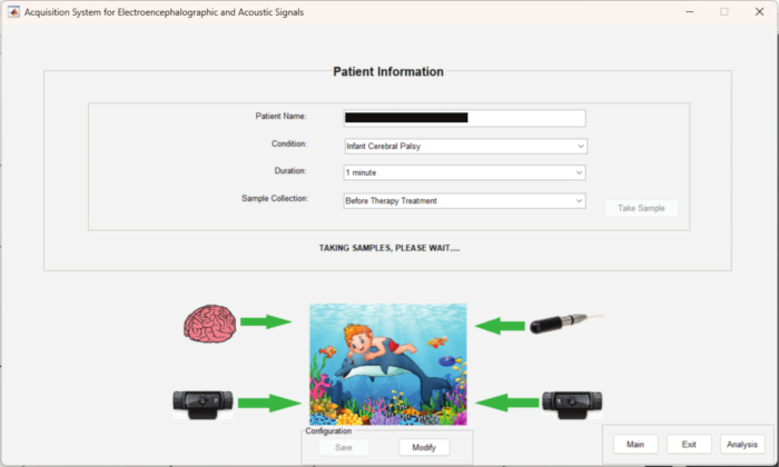 figure-protocol-10 Electroencephalographic and acoustic signals setup for cerebral palsy therapy data acquisition diagram.