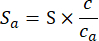 Equation for analytical sensitivity, formula image: \( S_a = S \times \frac{c}{c_a} \).