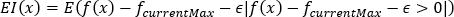 Equation illustrating Expected Improvement (EI) calculation method, used in optimization processes.