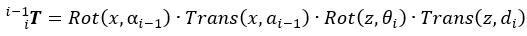figure-protocol-1 Denavit-Hartenberg transformation matrix equation for robotic kinematics analysis.
