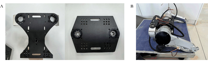 figure-results-2 Carbon fiber robotic chassis components; motor assembly on robotic platform for mechanical study.