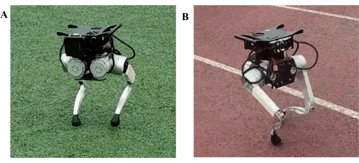 figure-results-8 Bipedal robotics locomotion; mechanisms comparison; A on grass, B on track; engineering study.