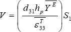 Piezoelectric voltage equation, V=d31hpYE/ε33T S1, formula; educational research use.