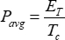 Power calculation formula, \(P_{avg} = \frac{E_T}{T_c}\), mathematical equation.