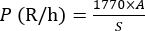 figure-results-3 Static equilibrium formula P(R/h)=1770×A/S, depicting symbols and calculations.