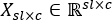 Mathematical expression, X_sl×c ∈ ℝ^sl×c, for set notation in linear algebra.