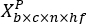 Polynomial notation, \(X^P_{b \times c \times n \times h f}\), mathematical expression.