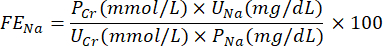 figure-protocol-1 Fractional excretion of sodium equation, showing variables for renal function assessment.