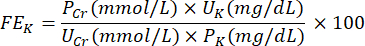 figure-protocol-2 Fractional excretion formula equation, chemistry or medical calculation, educational use.