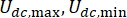 Static equilibrium formula, U<sub>dc,max</sub>, U<sub>dc,min</sub>, mathematical expression.