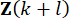 Mathematical formula Z(k+l) representing function transformation in physics equation.