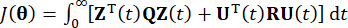 Optimal control theory equation, J(θ) integral for performance analysis in dynamic systems.
