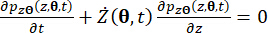 Partial derivative equation for fluid dynamics, highlighting temporal and spatial changes for research.