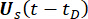 Signal processing equation \( U_s(t-t_D) \) represents time delay concept in diagram.
