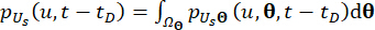 Equation illustrating probability distributions in temporal analysis.