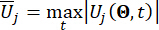 Equation of maximum function in temporal dynamic analysis, represented with U, max, and theta symbols.