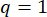 Equation of quantity, q=1, mathematical symbol, educational concept.
