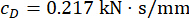Damping coefficient formula, cₑ = 0.217 kN·s/mm, static equilibrium study.