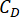 Equation symbol C_D for drag coefficient in fluid dynamics analysis.
