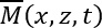 Mathematical expression of M(x,z,t) in static equilibrium diagram, highlighting variable dependence.