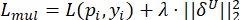 figure-protocol-14 Mathematical formula: L_mul equation for data analysis optimization, regularization term included.