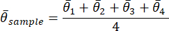 Static equilibrium; formula: θ̅_sample = (θ̅_1 + θ̅_2 + θ̅_3 + θ̅_4)/4; average angle calculation.