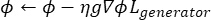 Gradient descent update equation in machine learning; diagram of parameter optimization method.