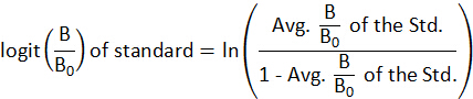 logit equation for standard; mathematical formula; statistical analysis; ratio calculation