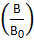Ratio symbol \( \frac{B}{B_0} \) equation, used in scientific analysis and data comparison.