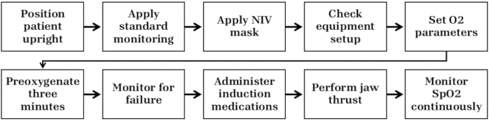 figure-results-2 Non-invasive ventilation process flowchart; steps include monitoring, NIV mask, oxygen parameter setup.