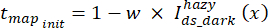 Static equilibrium equation: t_map_init = 1 - w × I^hazy_ds,dark(x).