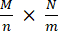 Fraction multiplication formula; equations; M/n × N/m.