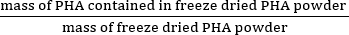 PHA content fraction equation, ratio of mass of PHA to mass of freeze-dried PHA powder.