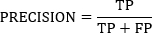 Precision formula, TP/(TP+FP), statistical analysis method in scientific research.