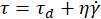 Viscoelasticity equation: τ=τd+ηγ̇, formula for stress in fluid dynamics.