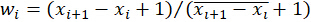 w<sub>i</sub> formula for numerical method, key in computational mathematics diagram.