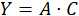 Y = A · C; mathematical equation for linear transformation, educational use.