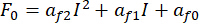 Static equilibrium equation F0=af2I^2+af1I+af0, formula for balance analysis.