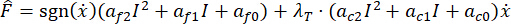 Mathematical equation of force dynamics, includes terms for inertia and resistance factors.