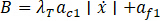 Equation for dynamic system analysis B=λτac1|ẋ|+af1 in a mathematical model diagram.