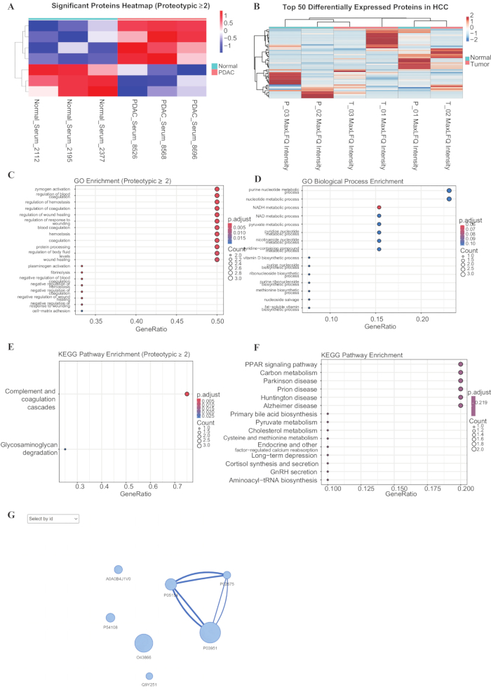 figure-results-7 蛋白质组学数据:热图、富集图表、网络图;差异表达、通路分析。