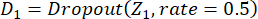figure-protocol-26 Dropout function equation D₁=Dropout(Z₁,rate=0.5), neural network regularization method.