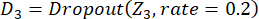 figure-protocol-30 Neural network equation, dropout layer D3=Dropout(Z3, rate=0.2), used in model regularization.