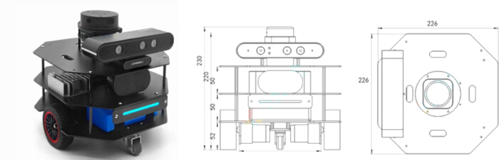 figure-results-1 Mobile robot design with CAD dimensions; autonomous navigation system, robotic research tool.
