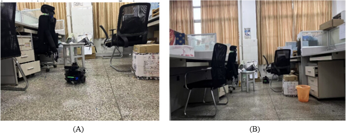 figure-results-18 Laboratory indoor navigation robot test, shown in workspace environment; experimental setup analysis.
