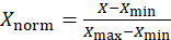 Data normalization formula diagram, Xnorm calculation method for statistical analysis.