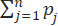 Σ notation formula for sum of probabilities, used in statistical analysis and probability studies.