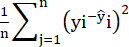 Statistical formula, mean squared error (MSE), equation for data analysis in regression models.